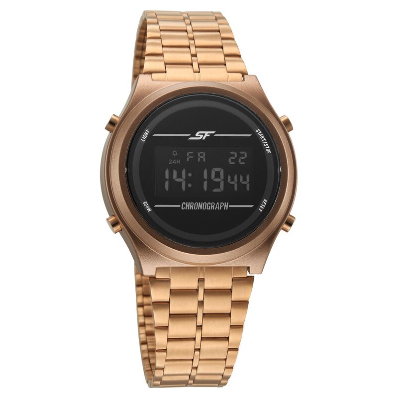 SF CirQle Digital Dial Rose Gold Stainless Steel Strap Watch For Men